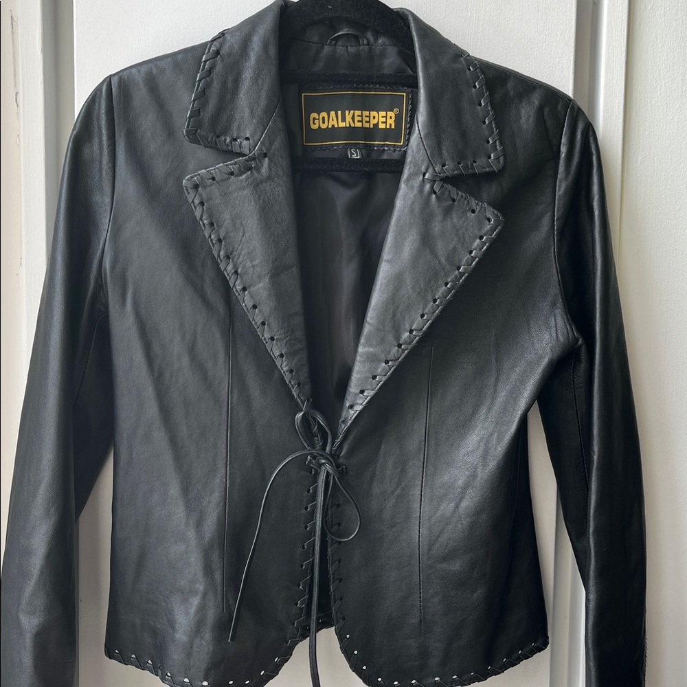Black Leather Jacket for Women with Lacing